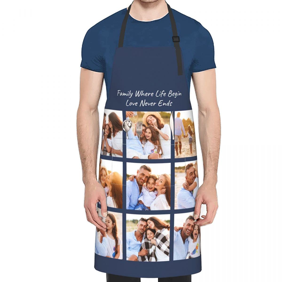 EAQ Custom Aprons for Women and Men Customized Aprons with Photo Personalized Apron for Cooking, Serving, Coffee Shop
