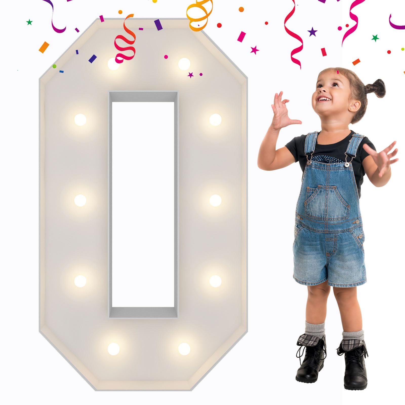 3FT Marquee Light Up Numbers Letters, Mosaic Numbers for Balloons, Giant Marquee Numbers, Mosaic Balloon Number 0 for 30th 40th 50th Birthday Decorations,60th 70th Anniversary Party Decor