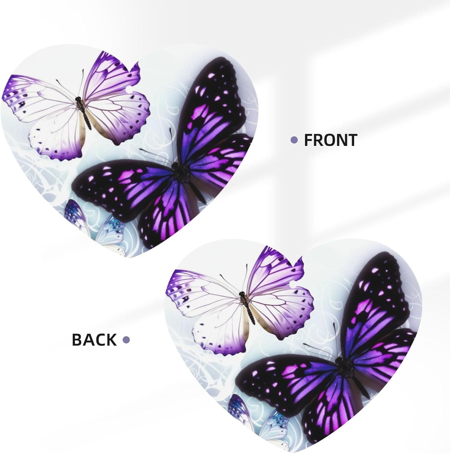 White Purple Butterflies Car Air Fresheners Cards Set of 4 Pieces, Long-Lasting Auto Aromatherapy Tablets Gifts Car Rearview Mirror Pendant Hanging Scented Cards for Wardrobe Bathroom image 3