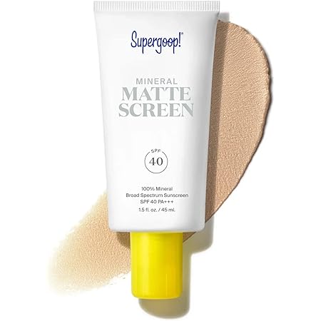 Supergoop! Mineral Mattescreen (SPF 40) - 45 mL - 100% Mineral, Oil-Free Broad Spectrum Sunscreen - Smooths Skin’s Appearance, Minimizes Pores & Controls Shine - Water & Sweat Resistant