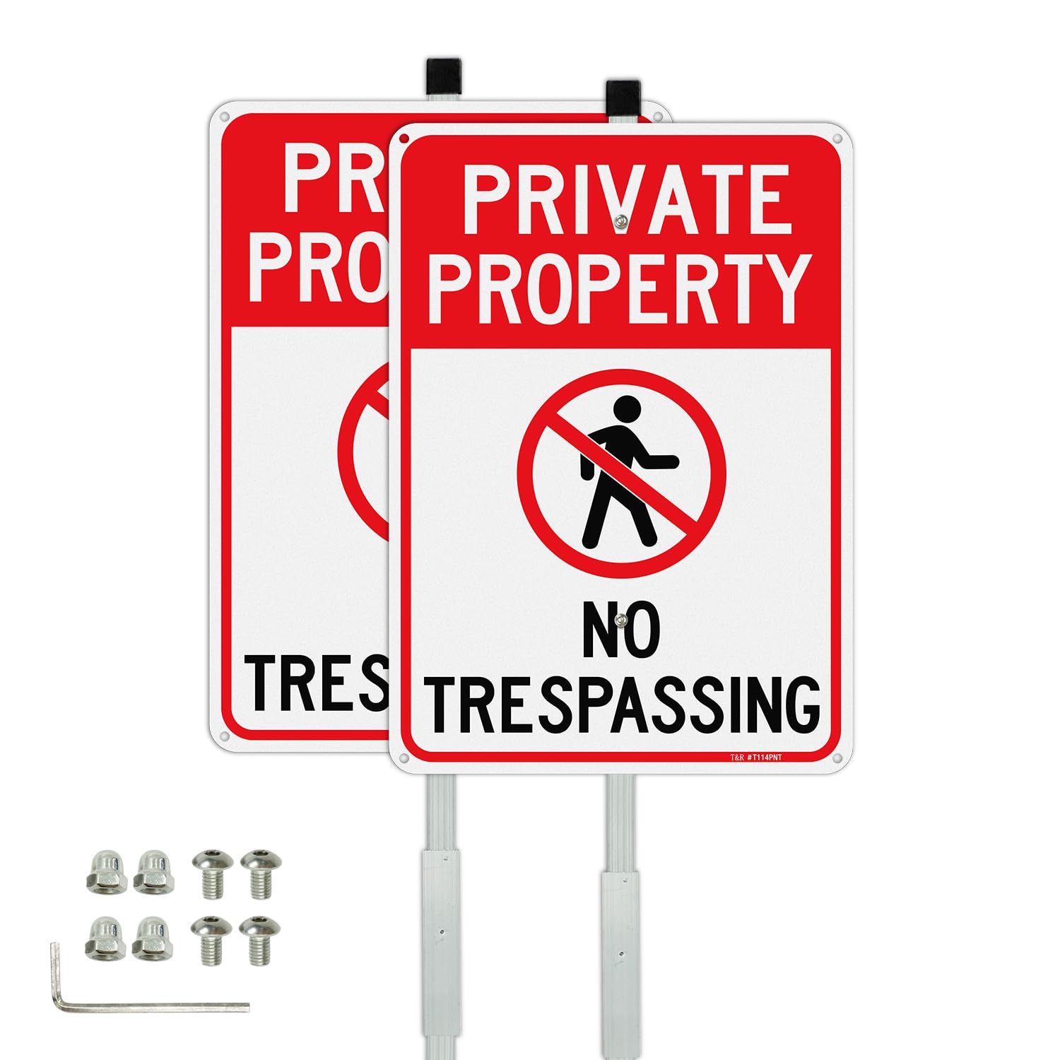 Panneaux No Trespassing extérieur aluminium rigide imperméable avec piquet de 137cm - 7