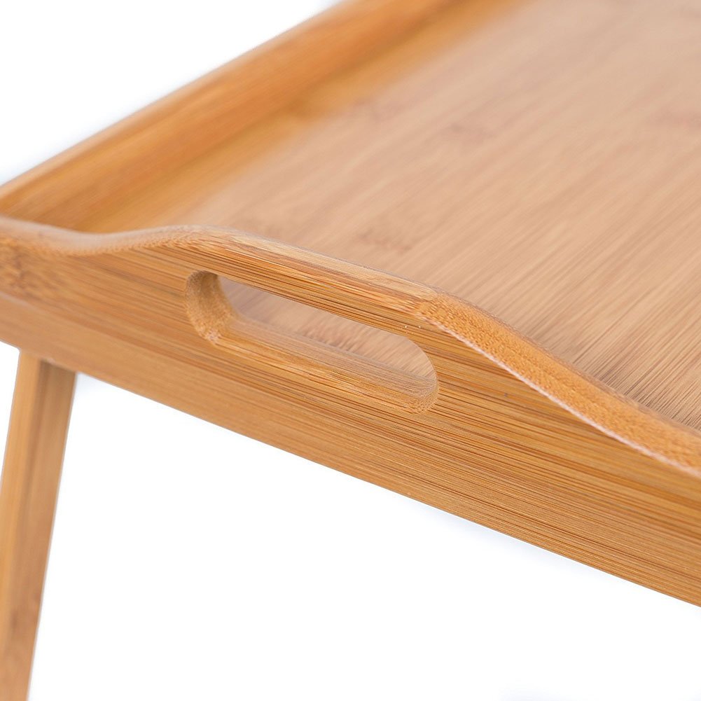 Bakaji Vassoio da Letto Pieghevole in Bambu' con Gambe e Manici per Colazione a Letto Relax Dimensione 50x30x21cm Bamboo da Portata (Naturale)