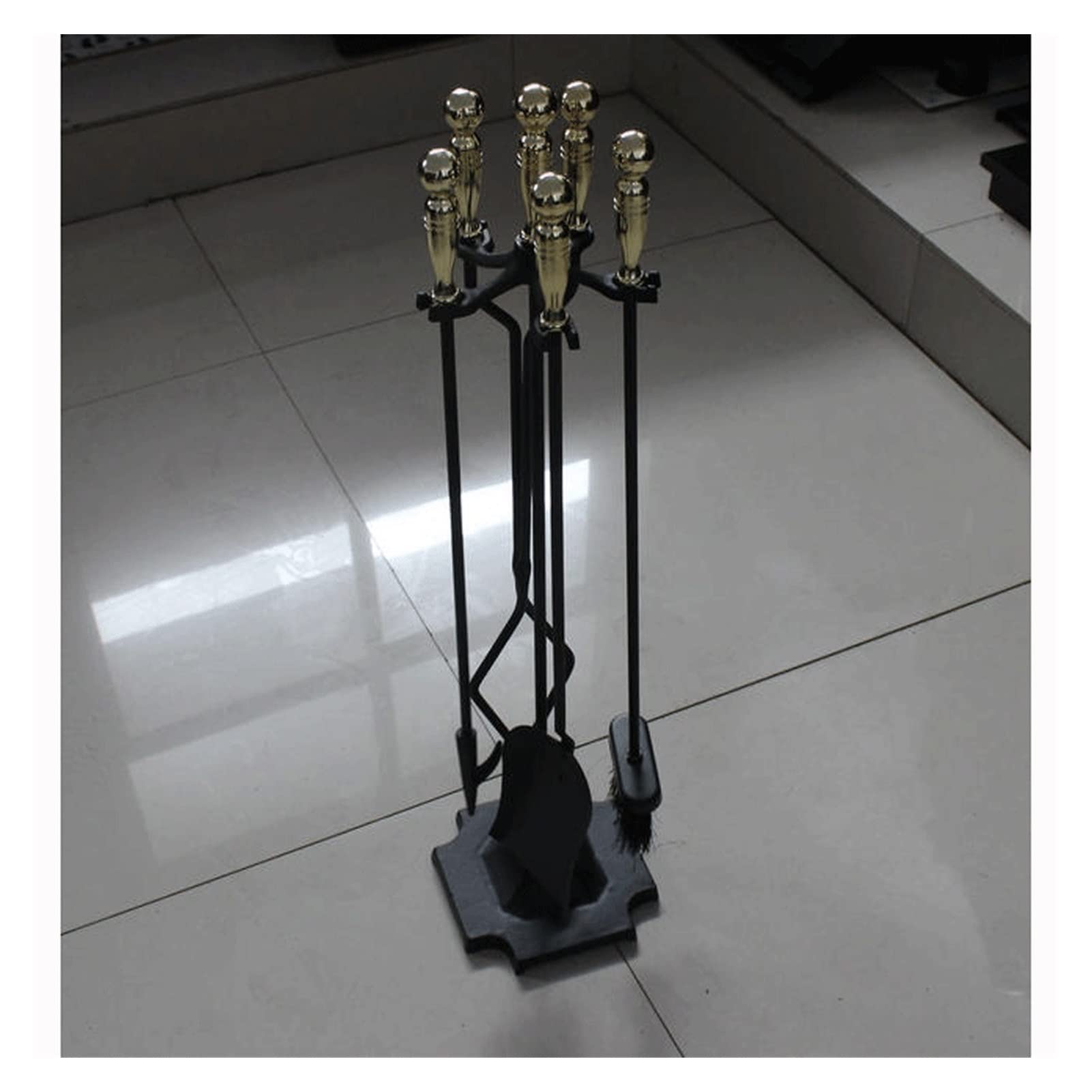 Set di Attrezzi per Camino Supporto per Poker Set di Attrezzi per Camino da 5 Pezzi Set di Attrezzi per Camino in Ferro battuto Resistente con Paletta per Poker Pinze Spazzola Kit di Accesso