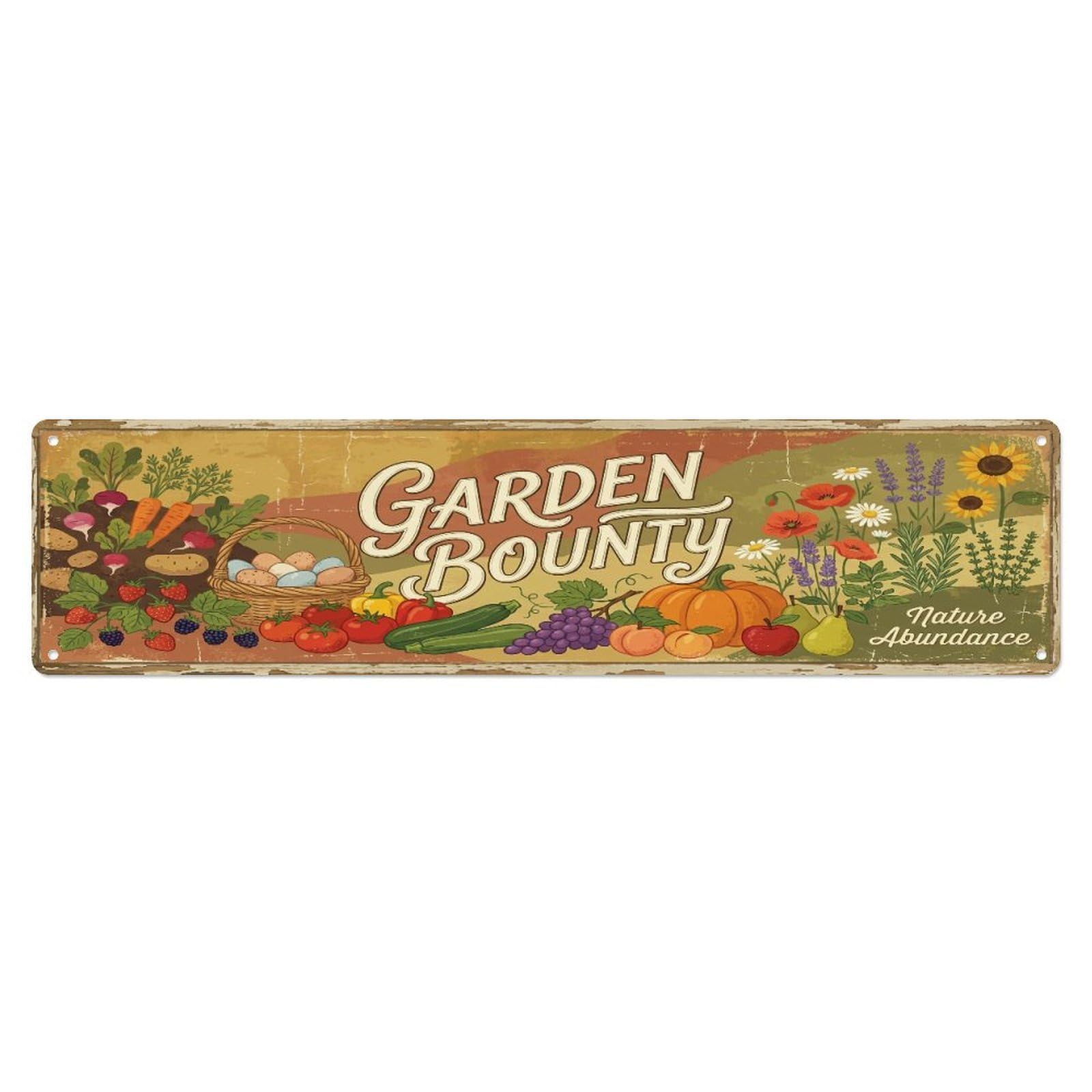 Fqcyn Style Metal Tin Sign Vintage Cottagecore Garden Garden Bounty Banner