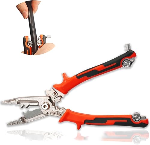 groword Herramienta pelacables 9 en 1, pelacables, alicates con cortador de cola, cortadores de cables, herramienta multifuncional CR-V para