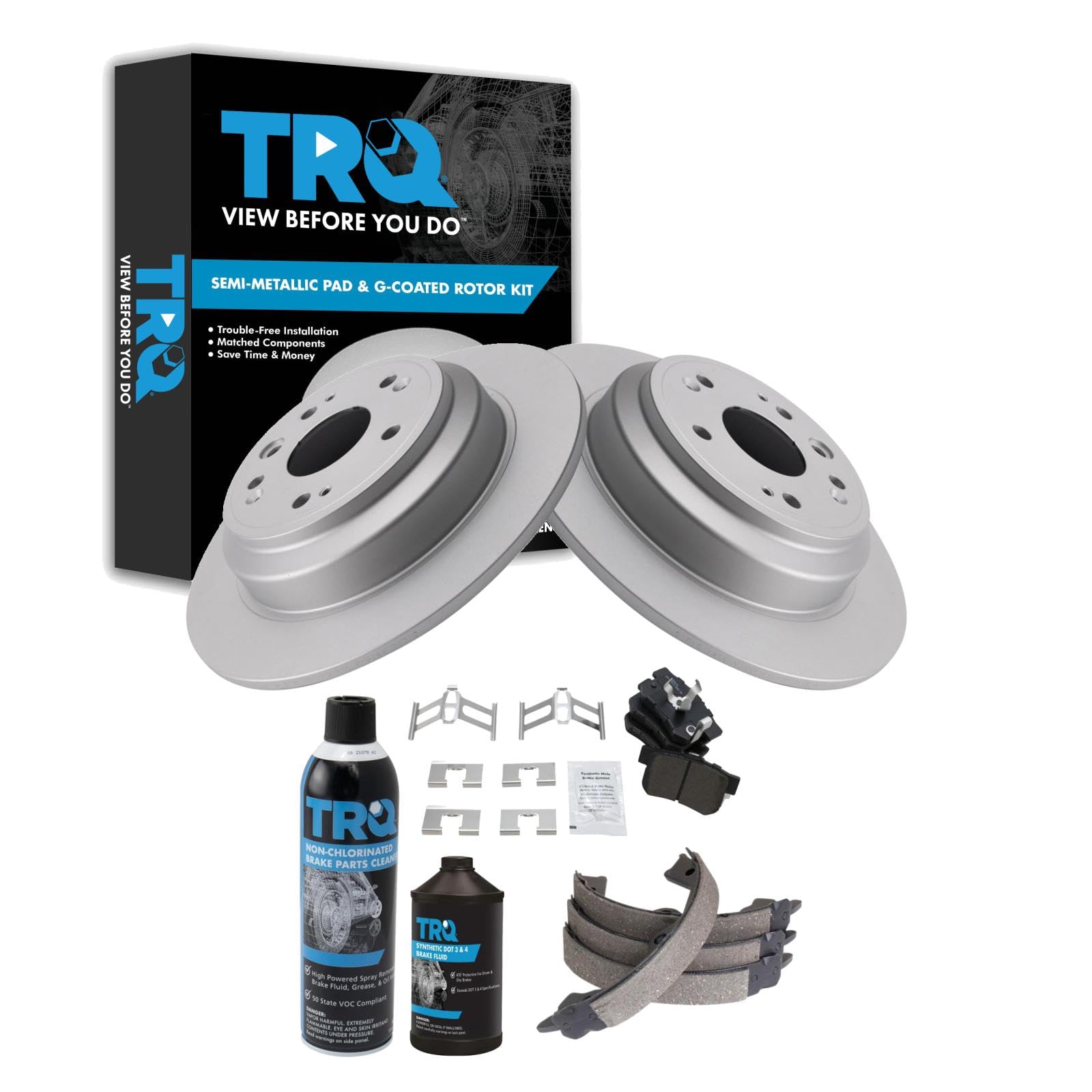 TRQ Rear Brake Pad &amp; Rotor Kit Semi-Metallic