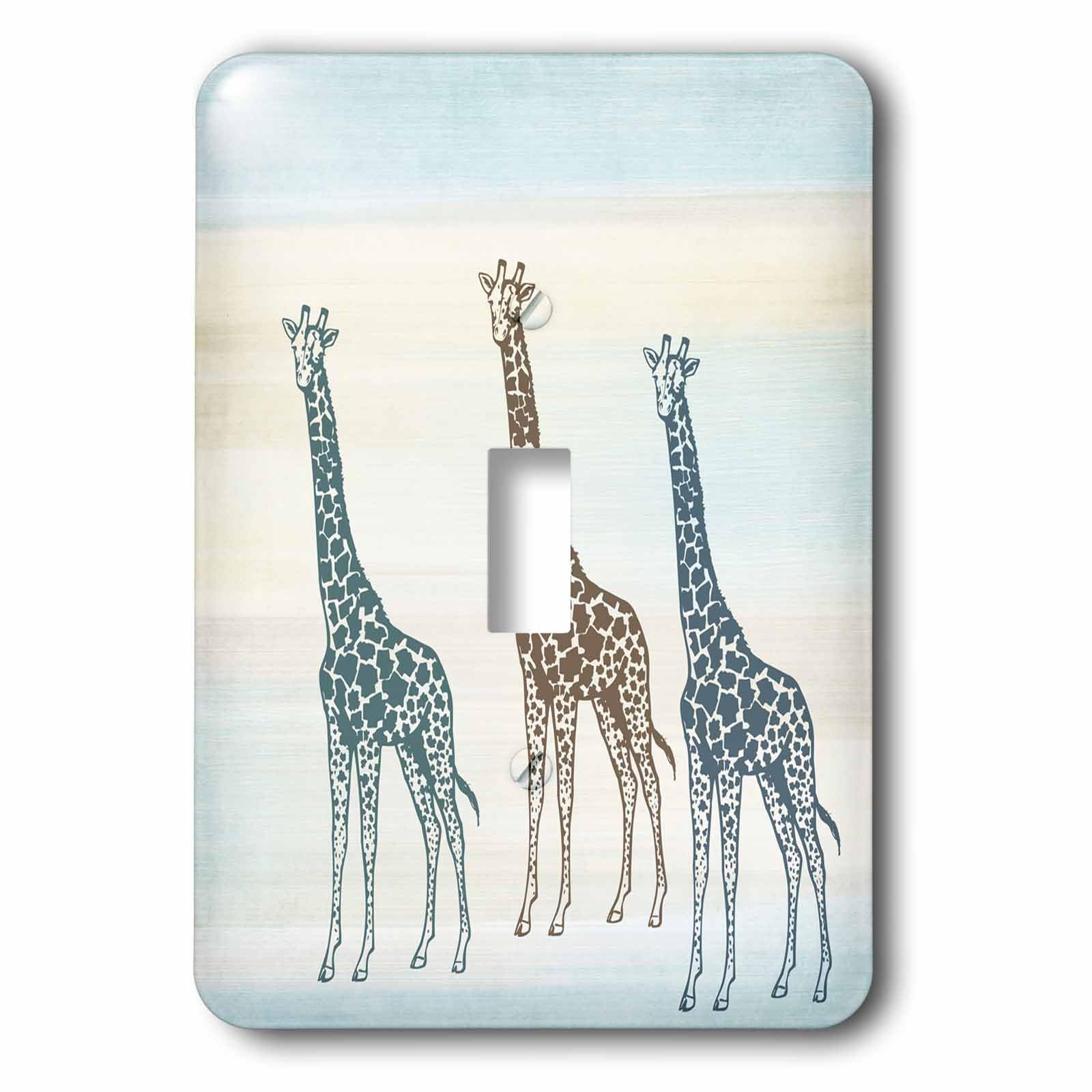 Interrupteur trois girafes multicolore 3dRose pour creer une ambiance safari dans la chambre enfant
