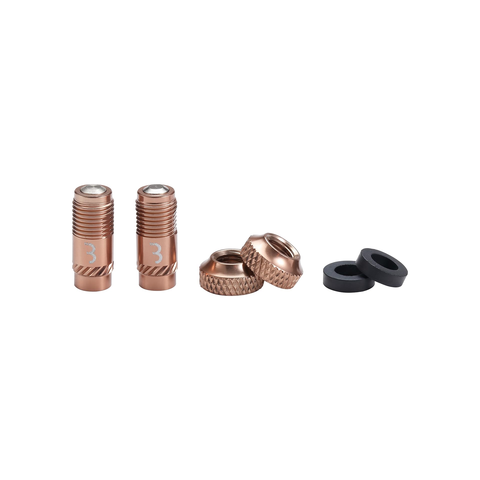 BBB Cycling CoreCap Universal Valve Upgrade Set - 300% More Airflow - High Volume Presta to Schrader Converter - Suitable for All Pumps - 2 Pack - Copper - BTI-165