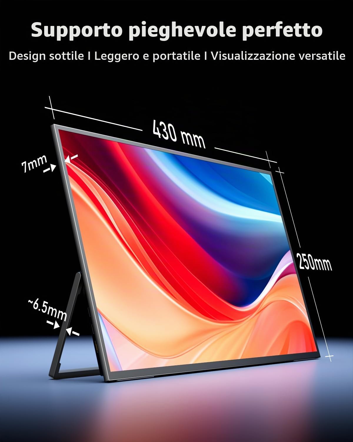 Yodoit Monitor portatile da 19" 4K a 144 Hz, UHD 3840x2160, IPS, secondo schermo esterno per laptop | Connettività USB-C e HDMI, altoparlanti integrati, con Smart Cover, per PC, Mac, PS3/4/5, Xbox