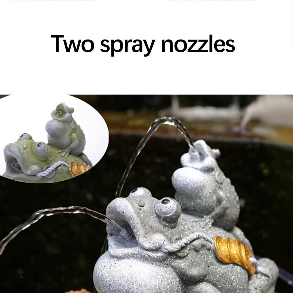 Fontana Stagno Animale Rana Doppio Getto Acquario Circolazione Acqua | Fontana rana a doppio getto per piccoli stagni. Ornamento a circolazione automatica per acquari(Gray)