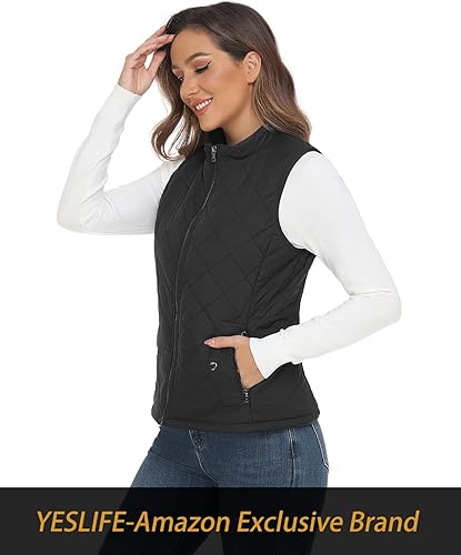 Miniatura 4 de YESLIFE Chaleco acolchado para mujer 2025 con un bolsillo interior, chaleco acolchado ligero con cuello alto para mujer