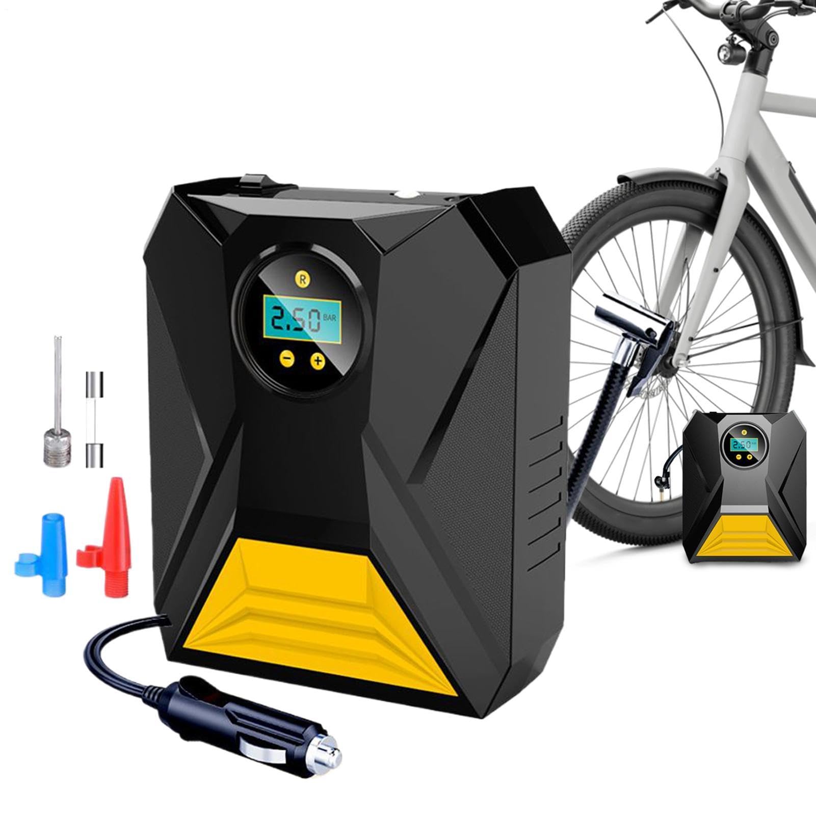 Elektryczny cyfrowy miernik ciśnienia z wyświetlaczem | Pompa elektryczna z cyfrowym manometrem, wszechstronna pompa powietrza do samochodu, roweru, motocykla, ciężarówki, piłek i