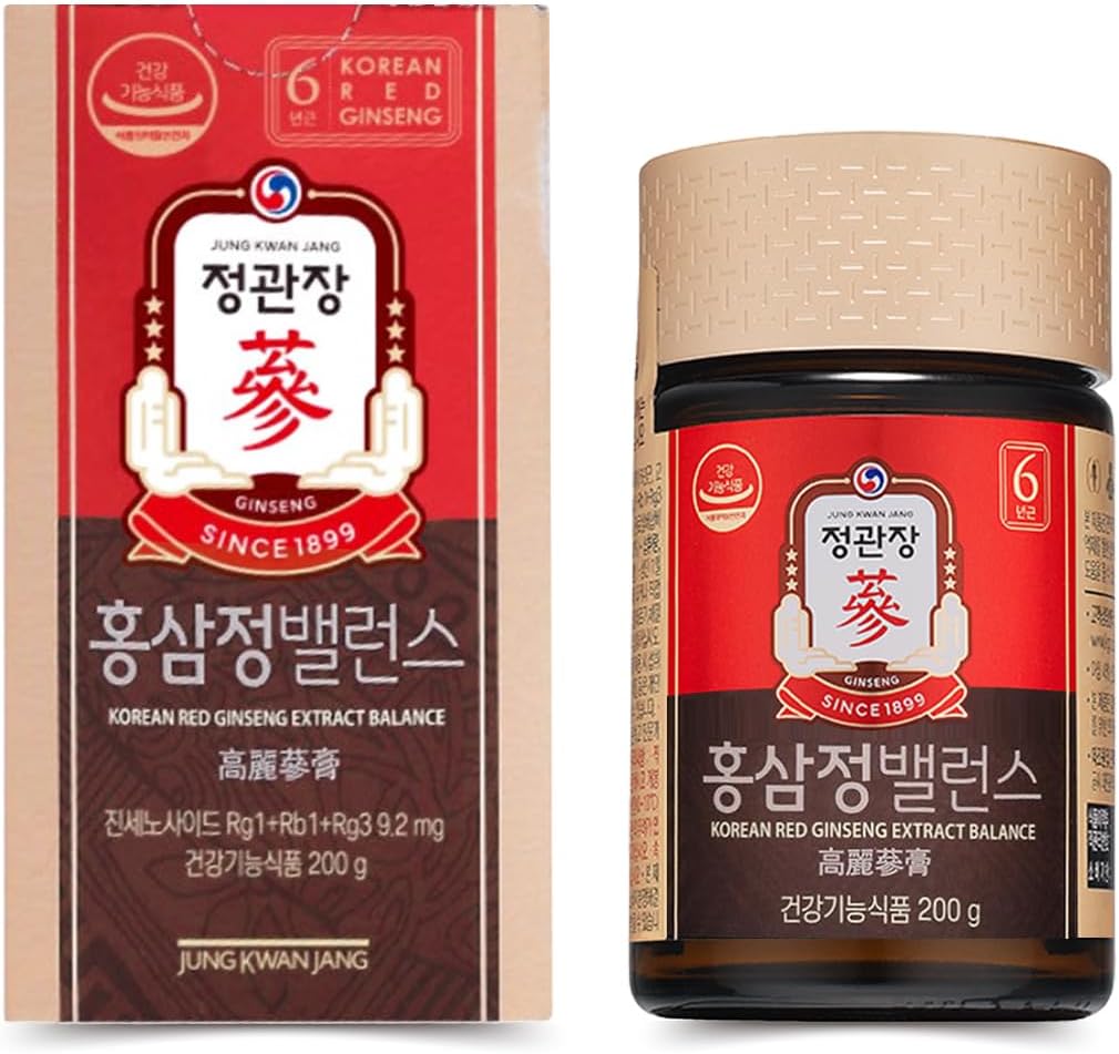 JungKwanJang | Korean Red Ginseng Extract Balance (Jar, 200g) | Panax Ginseng Supplement & Tea | Caffeine Free | Daily Energy, Balance, Immune Support, Blood Circulation | Vegan Friendly
