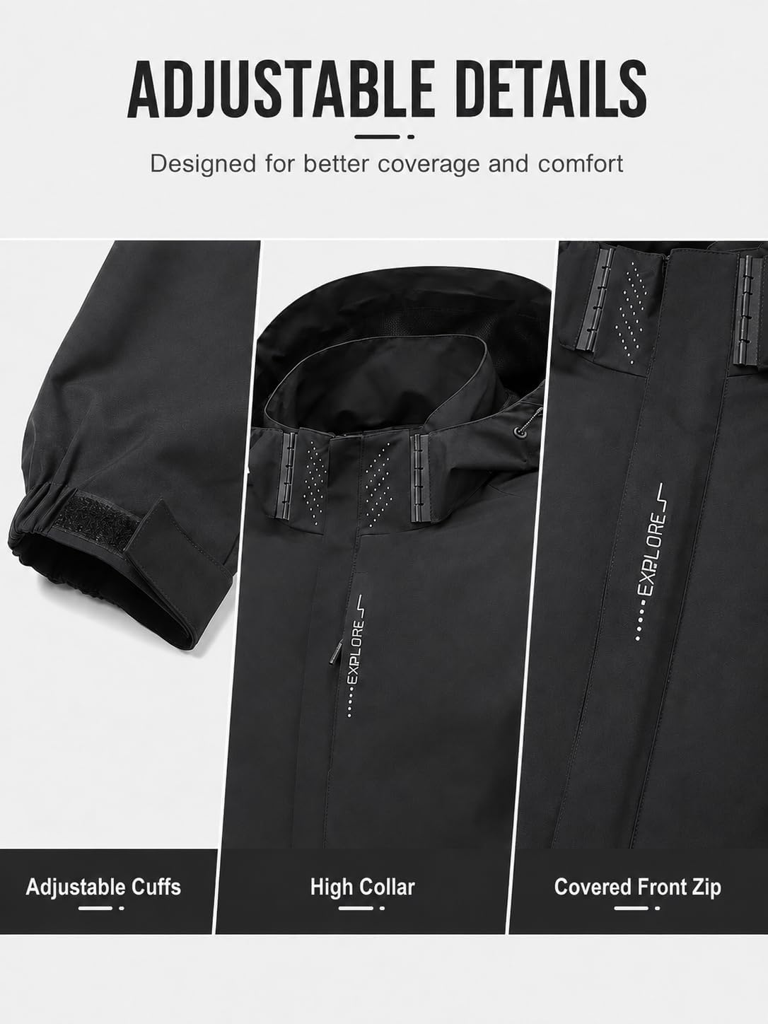 Mens Rain Jacket Waterproof Lightweight Coat Windbreaker Jackets for Men with Hood