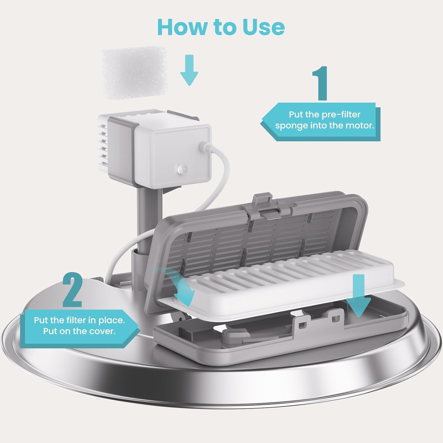 Set di filtri per fontana per gatti, 10 filtri + 2 spugne per fontana da 8 l per cani