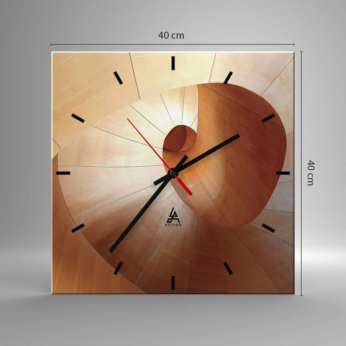 Moderno Reloj de Vidrio 40x40cm Cuadrado Decorativo Abstracto Arte - 4652