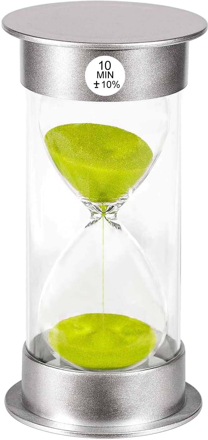 SuLiao Sand Timer 10 Minute Hourglass, Green Sand Watch 10 Min, Large SandClock Ten Minute, Colorful Plastic Hour Glass Sandglass for Kids, Games, Classroom, Kitchen, Decor