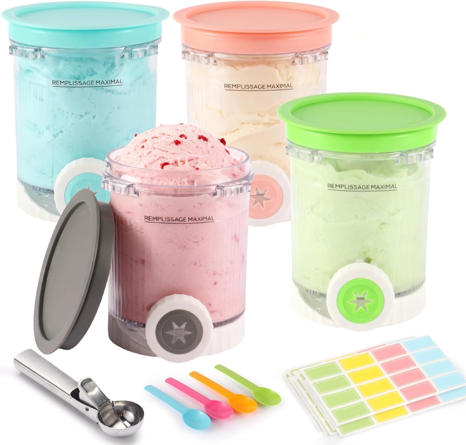 Ersatz Behälter Ninja Swirl CREAMi - Kompatibel mit Ninja Creami NC701 & NC700 (4 Black set)