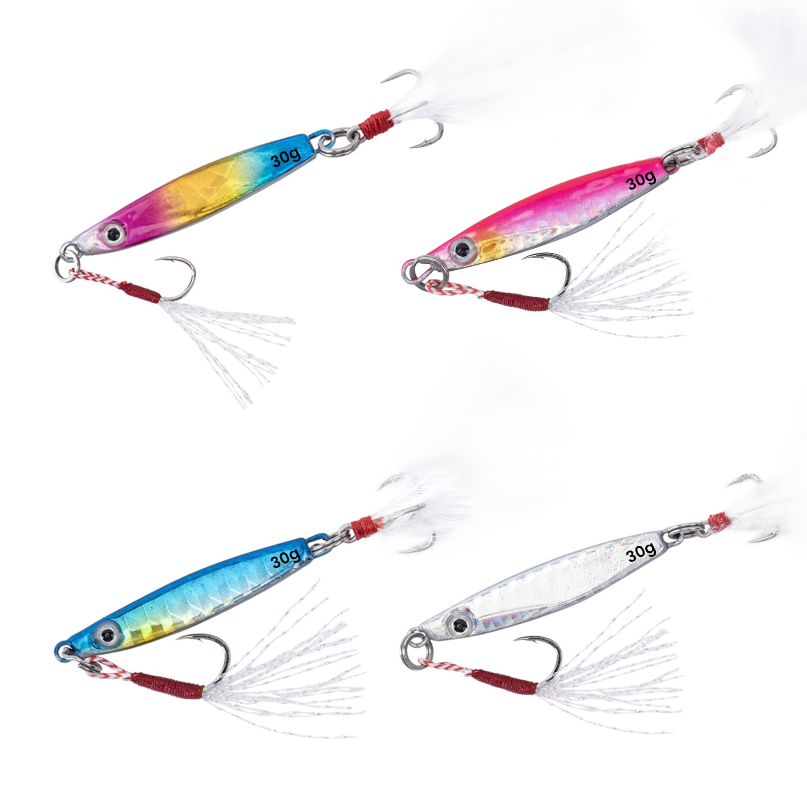 Goture Fishing Jigs,Vertical Jig Saltwater, Fast Sinking Jigging Lures,Speed Fall Jigs with Assist Hooks and Treble Hooks, Fishing Jigging Spoon Lures for Tuna, Salmon,S triped Bass(21g 4Pcs) โ image 1