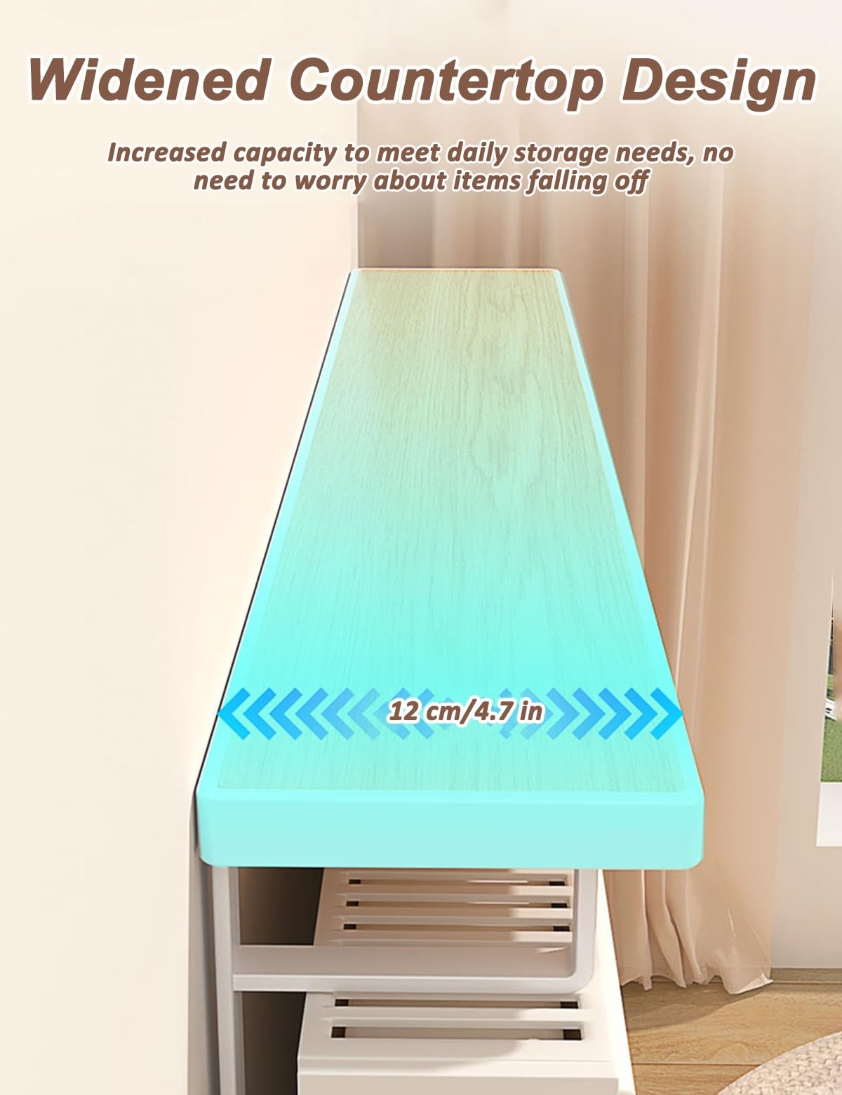 Mensola sospesa in legno senza trapano per termosifoni, bordi arrotondati, 40/50/60 cm, soluzione per riporre il riscaldamento, antipolvere, design salvaspazio (bianco, 40 cm)