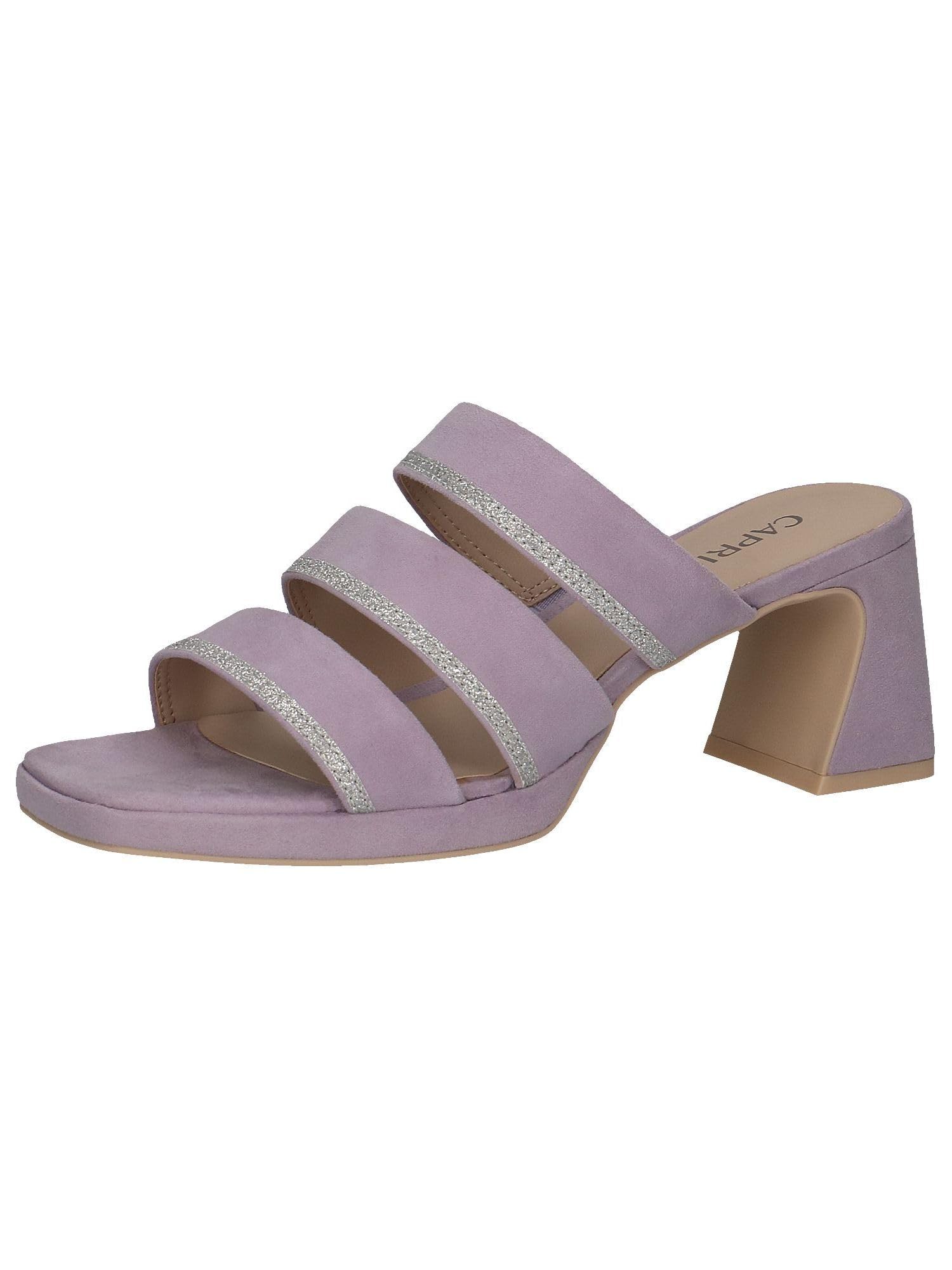 CAPRICE Women's Leather Mules with Heel, Purple (Lavender Suede), 7.5 UK
