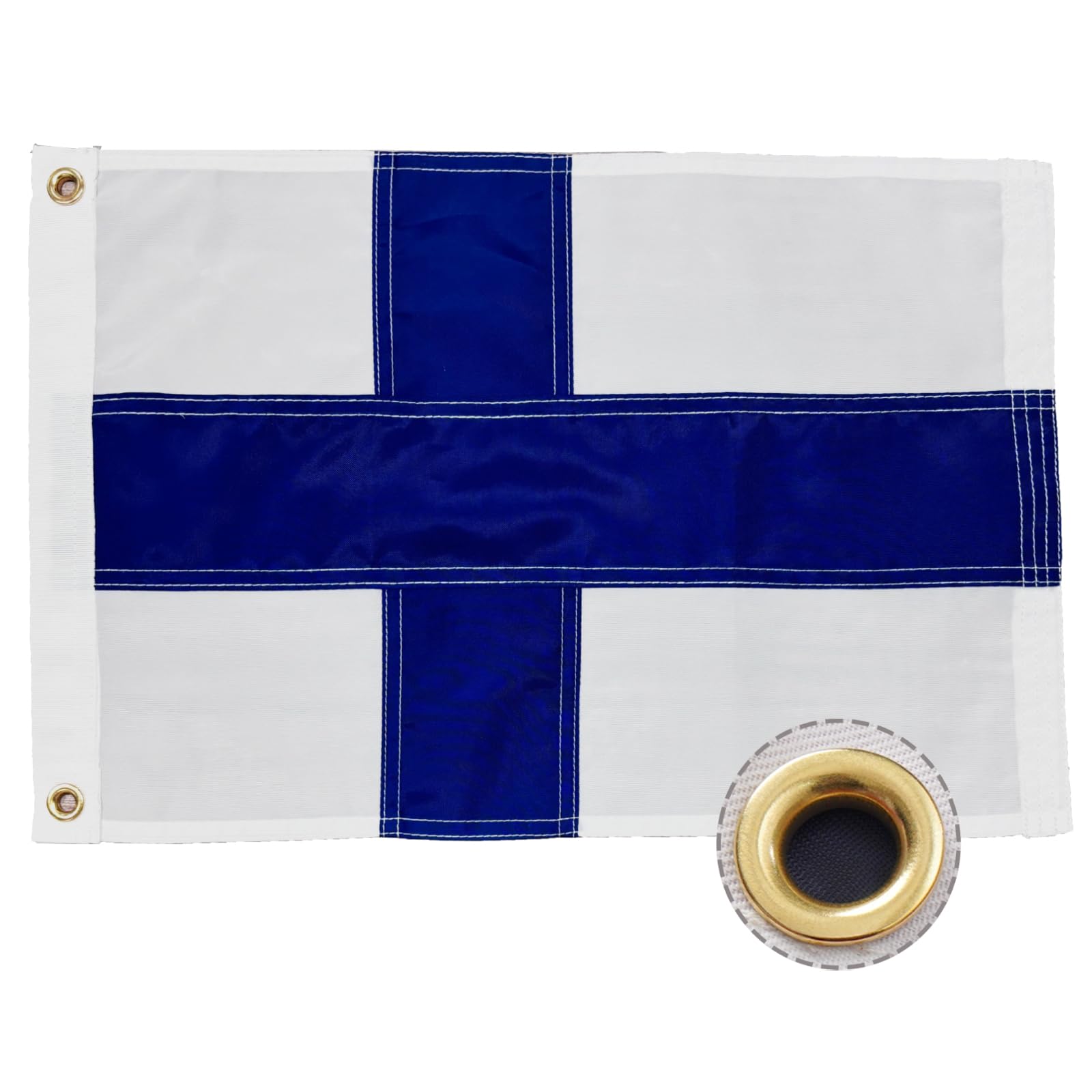 Roterdon Finland Flag 12x18 Inch Embroidered Finnish Flag For Boat