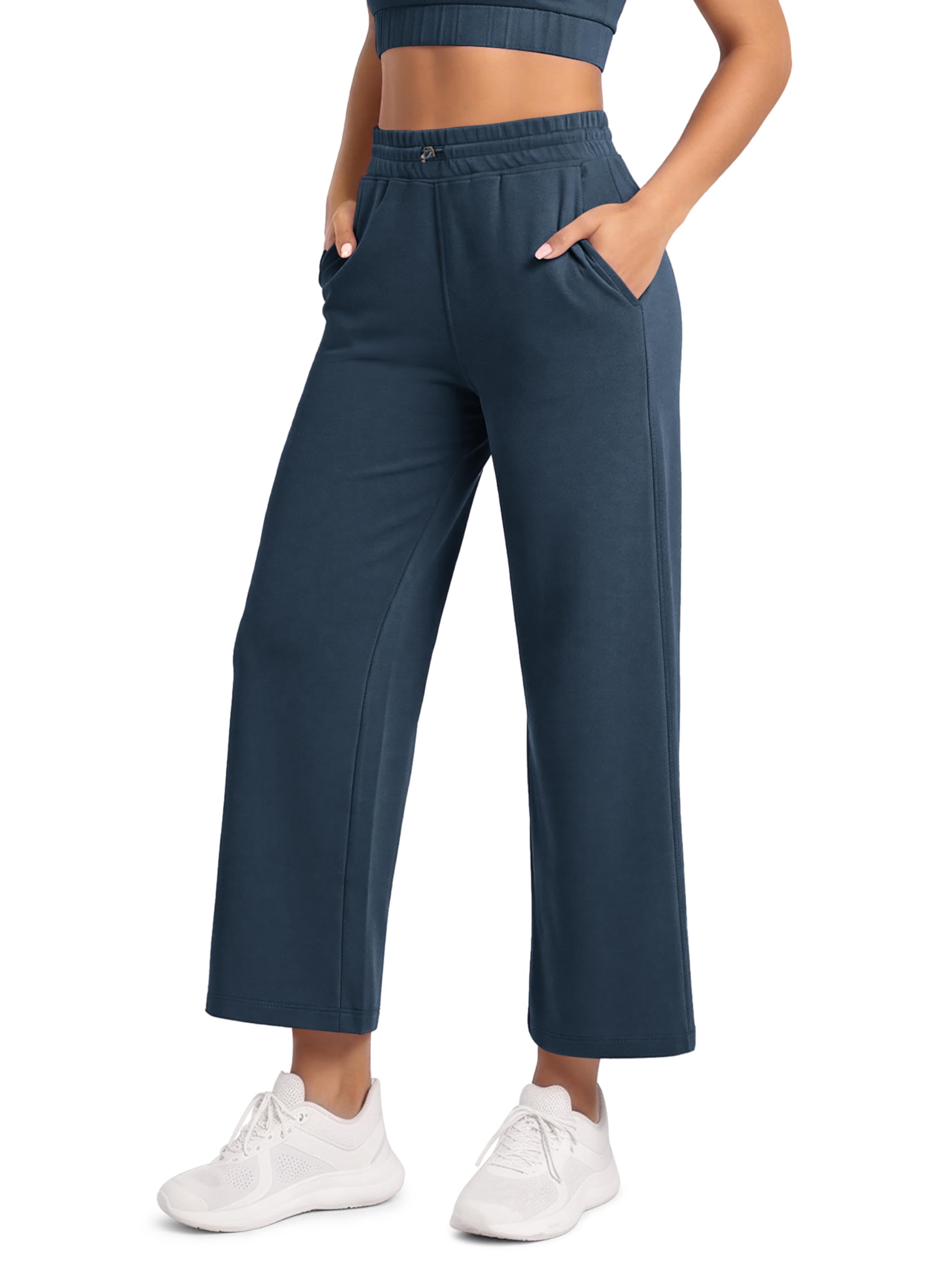 ODODOS Women's Modal Soft Wide Leg Pants with Pockets Adjustable Shockcord High Waist Casual Lounge Pants-27/29/31" Inseam