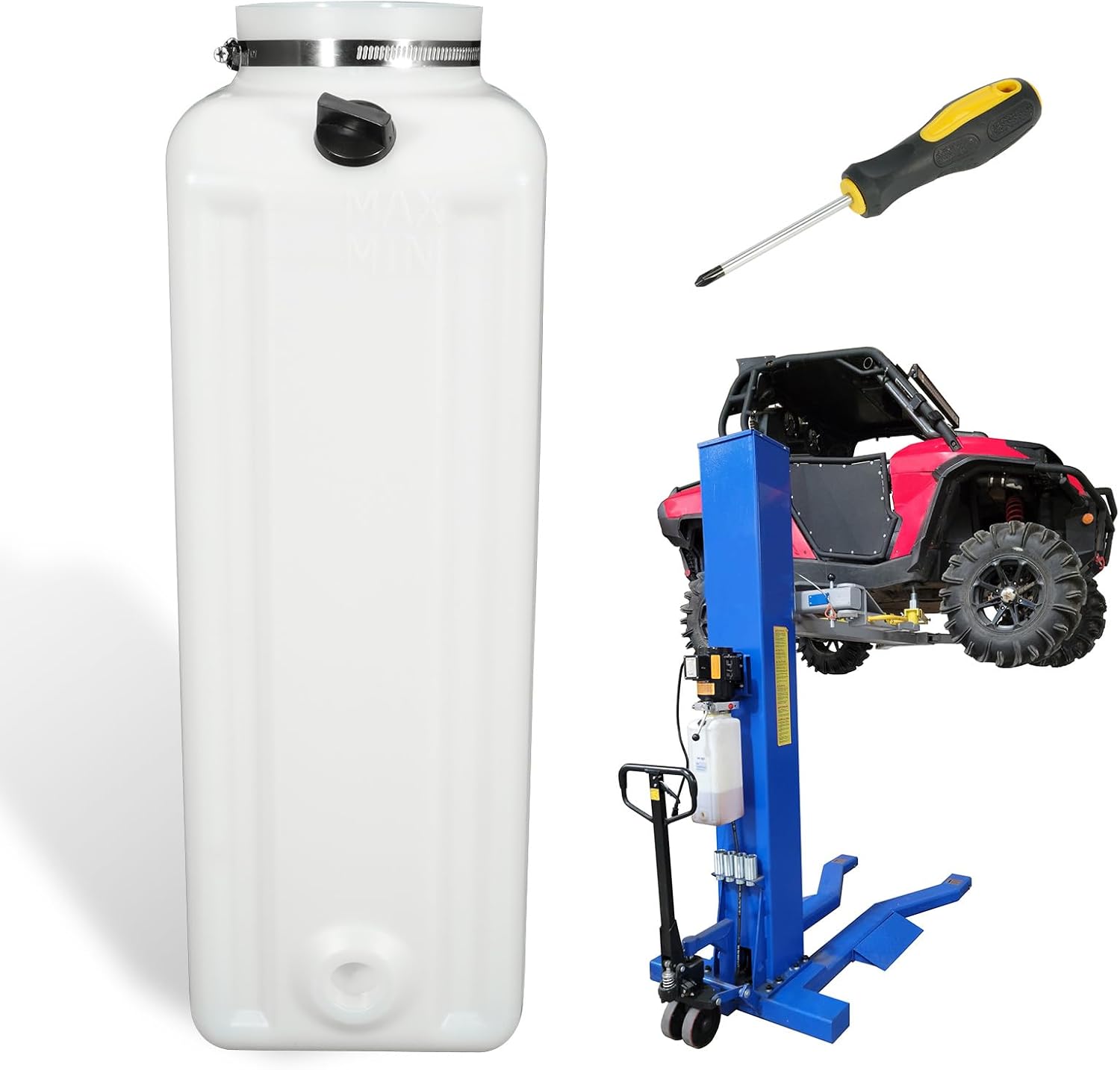 LEAPTREND Oil Reservoir Tank with Clamp & Wrench Tool Fit for DURO Power Units, Compatible with Prokar|Eagle Lifts|Auto Lift|Strong Arm & Pro Line|Iron Horse|Tuxedo Lift