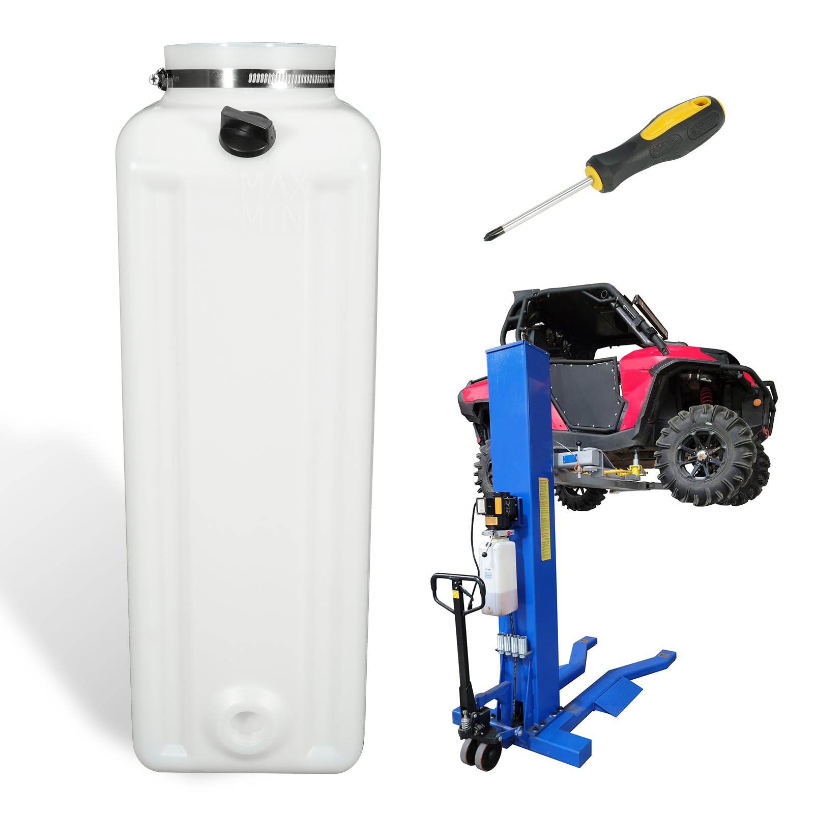 Oil Reservoir Tank with Clamp & Wrench Tool Fit for DURO Power Units, Compatible with Prokar|Eagle Lifts|Auto Lift|Strong Arm & Pro Line|Iron Horse|Tuxedo Lift