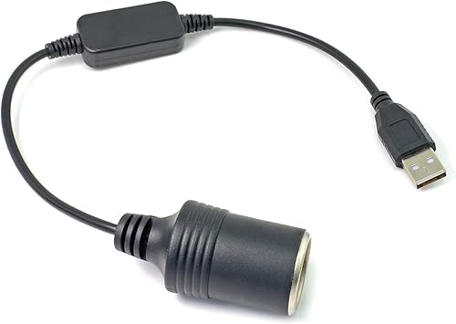 ARECORD Adaptador USB a 12 V CC - USB A macho a encendedor de cigarrillos de coche, convertidor de corriente hembra (salida máxima 12V 0.8A)