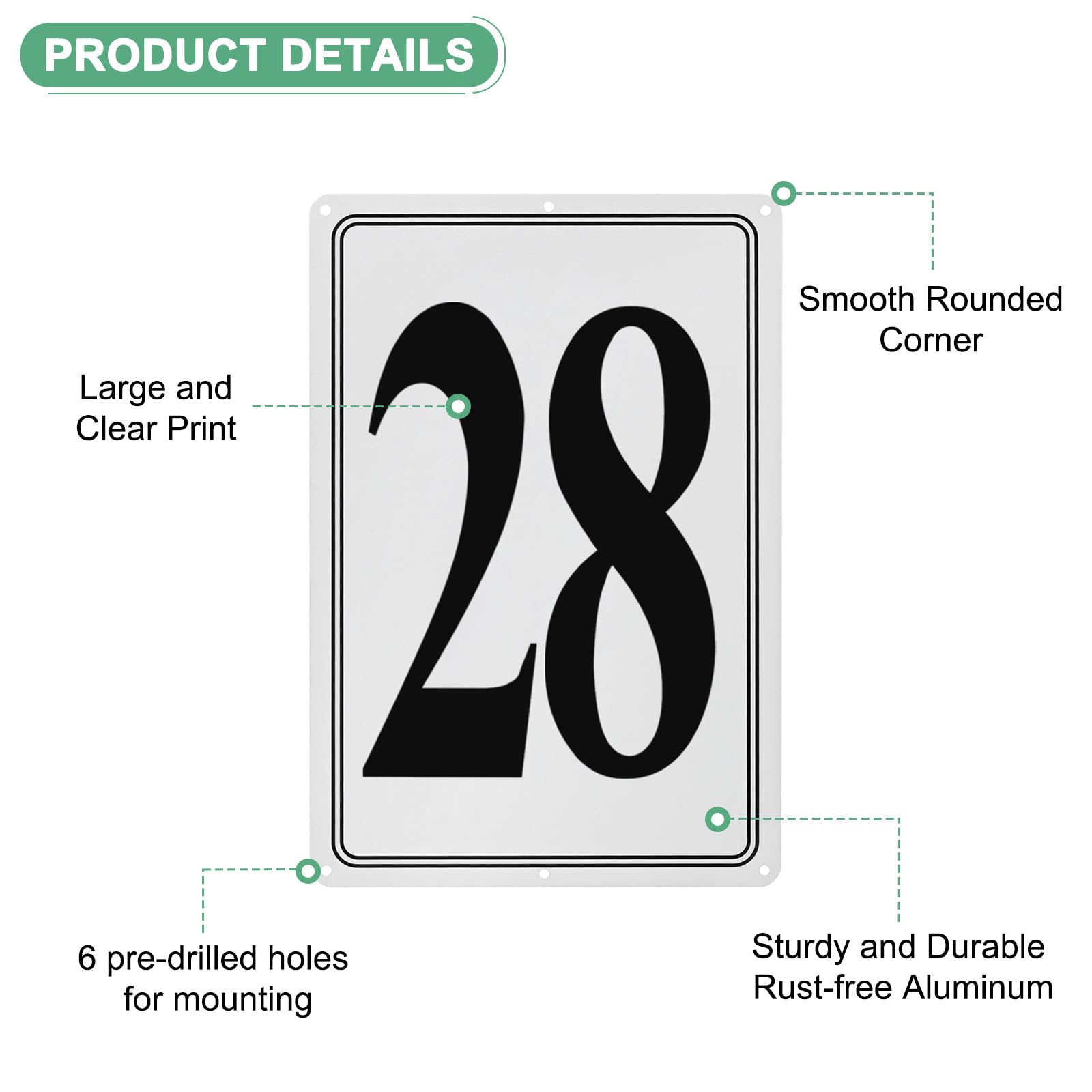M METERXITY Aluminum Number Sign 28, 11.8 Inch House Numbers and Metal Letters, Parking Spot Letter Signs - Image 2
