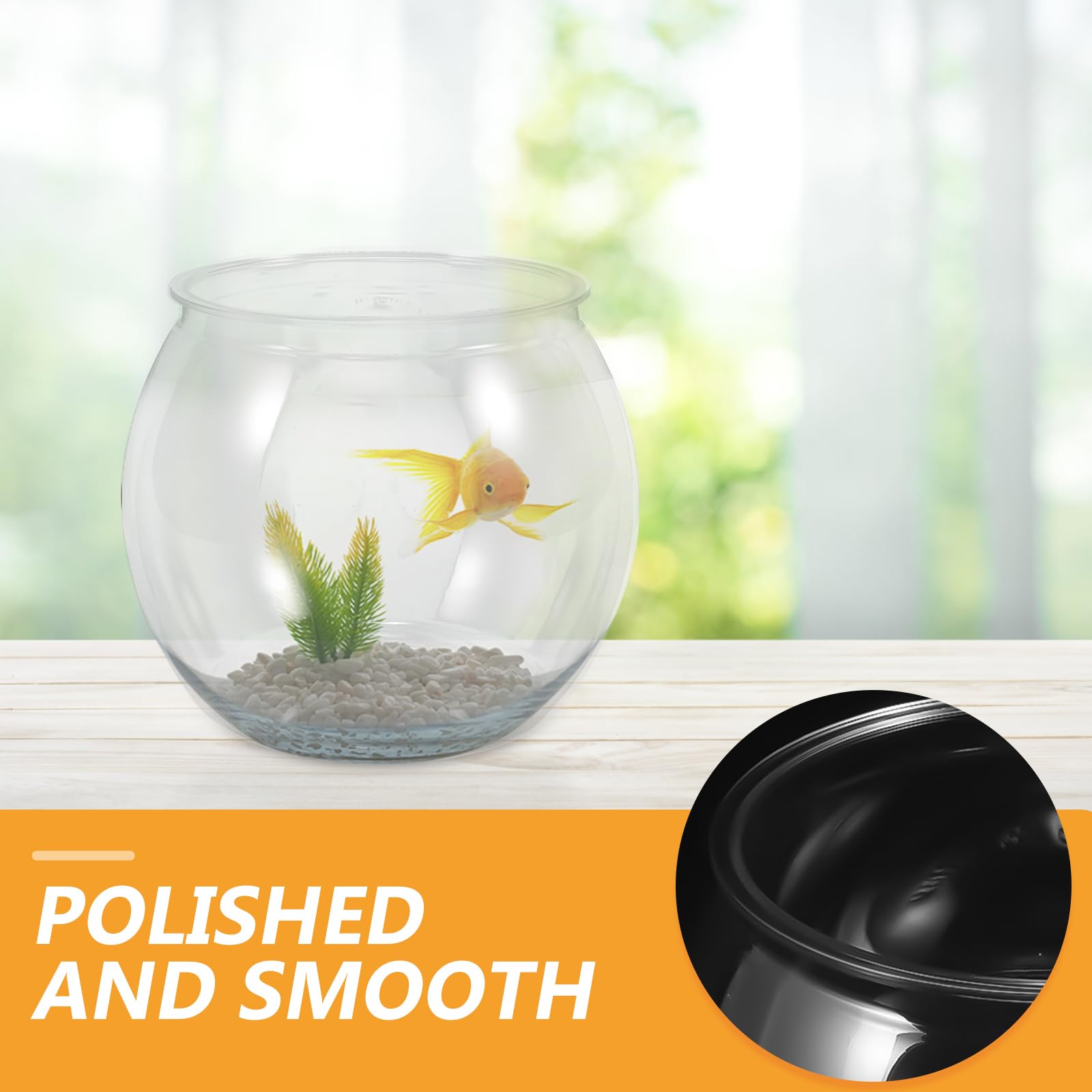 Vaso Per Pesci In Plastica Rotondo Trasparente – Piccolo Acquario Ufficio Per Pesci Rossi, Gamberetti E Piante Succulente