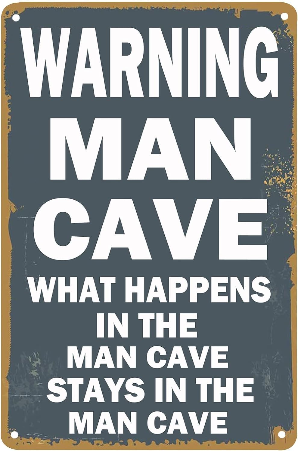 Anceky Warning Man Cave What Happens in the Cave Vintage Tin Bar Sign Metal Wall Art Funny Home Decor Mancave Signs for Men 5.5x8 Inch