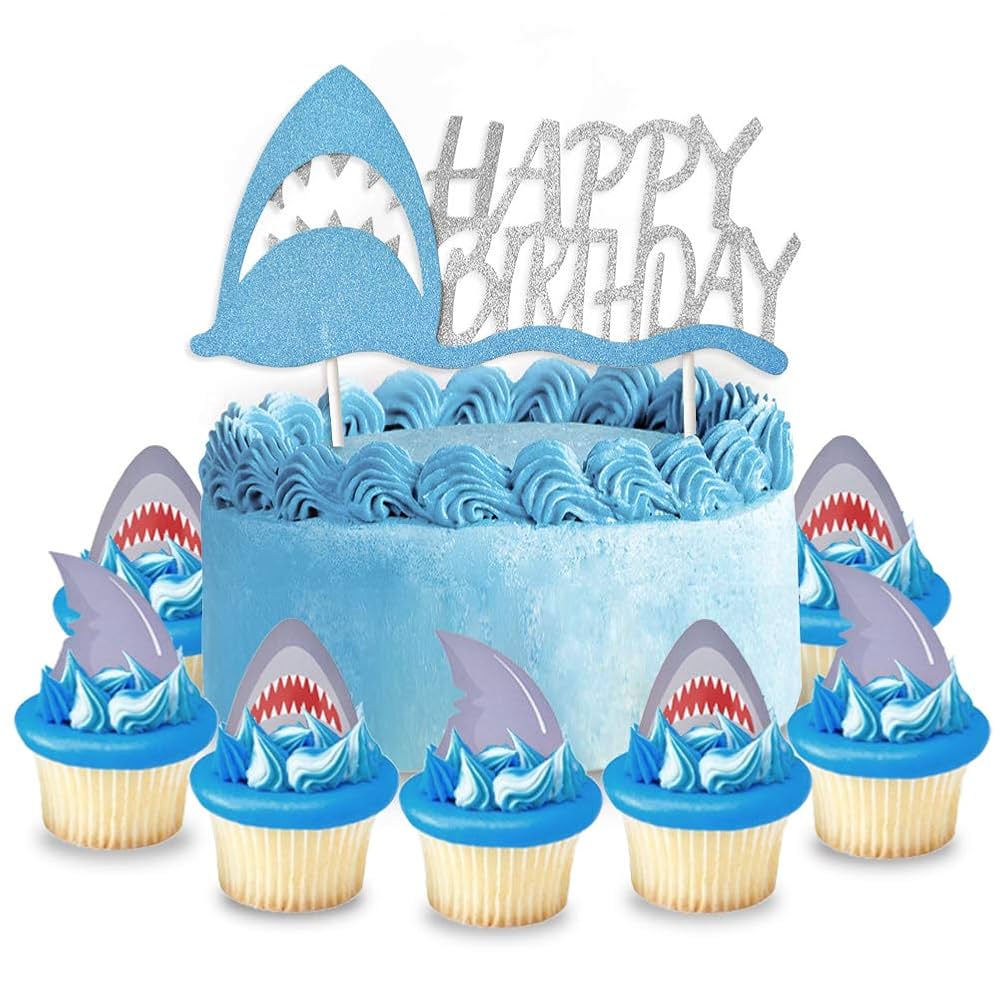 Grattis Pu00e5 Fu00f6delsedagen Shark Banner - Haj Party Dekorationer Fu00f6r Pojkar Pojkar Haj Fu00f6delsedag Banner Hav Tema Party Supplies Tema Party Under Havet