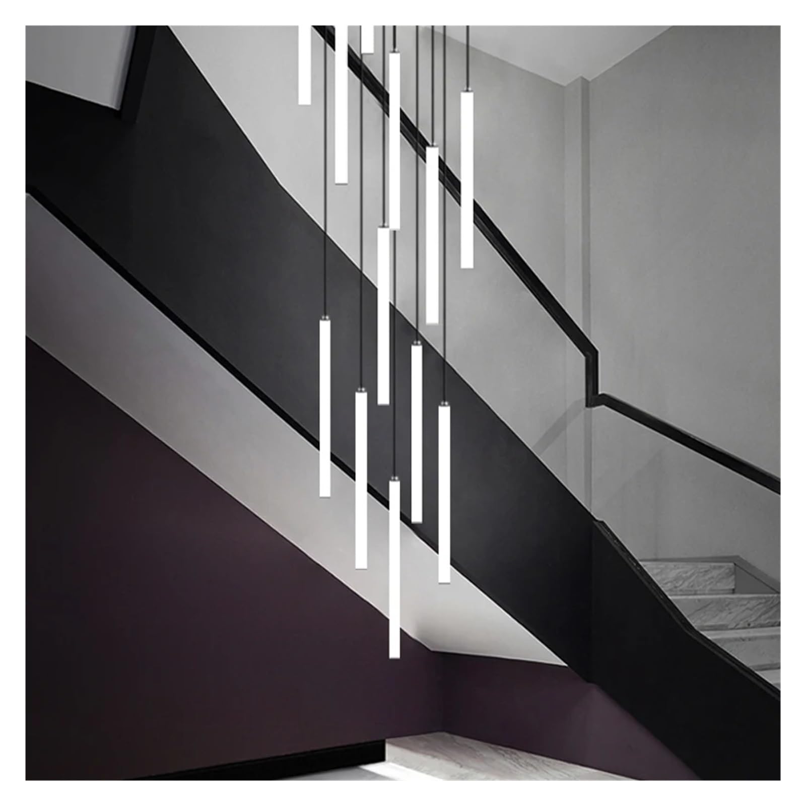 Lustre LED long fil design moderne 15 têtes pour grand salon de villa