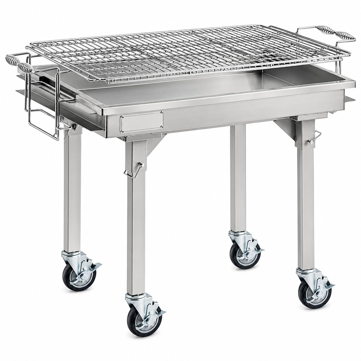 30-Inch Heavy-Duty Stainless Steel Charcoal Grill with Adjustable Grates by Glownary – Stainless Steel, Model 304ss-48lp