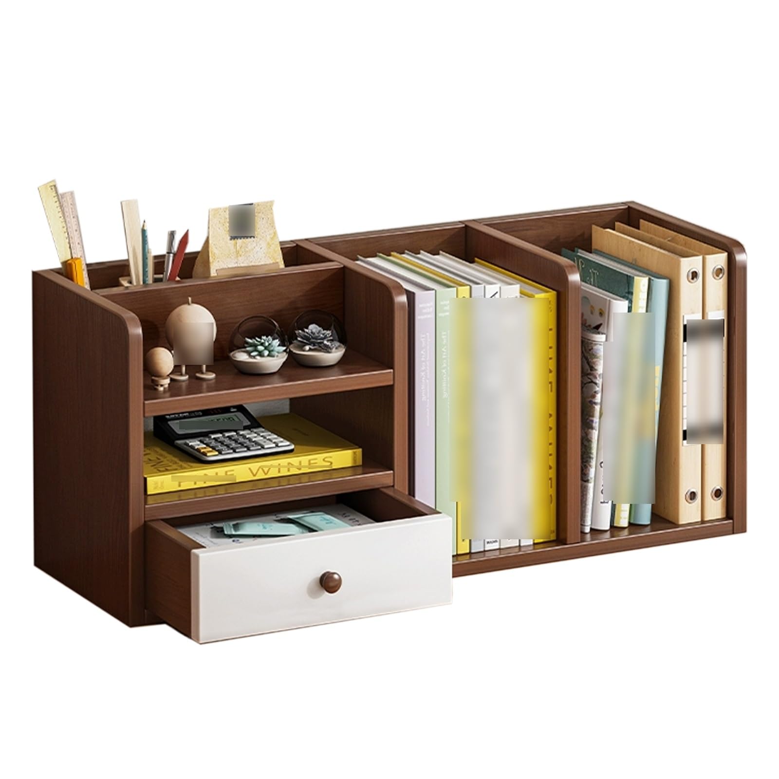 Étagère de bureau en bois massif premium avec tiroir d'organisation élégant