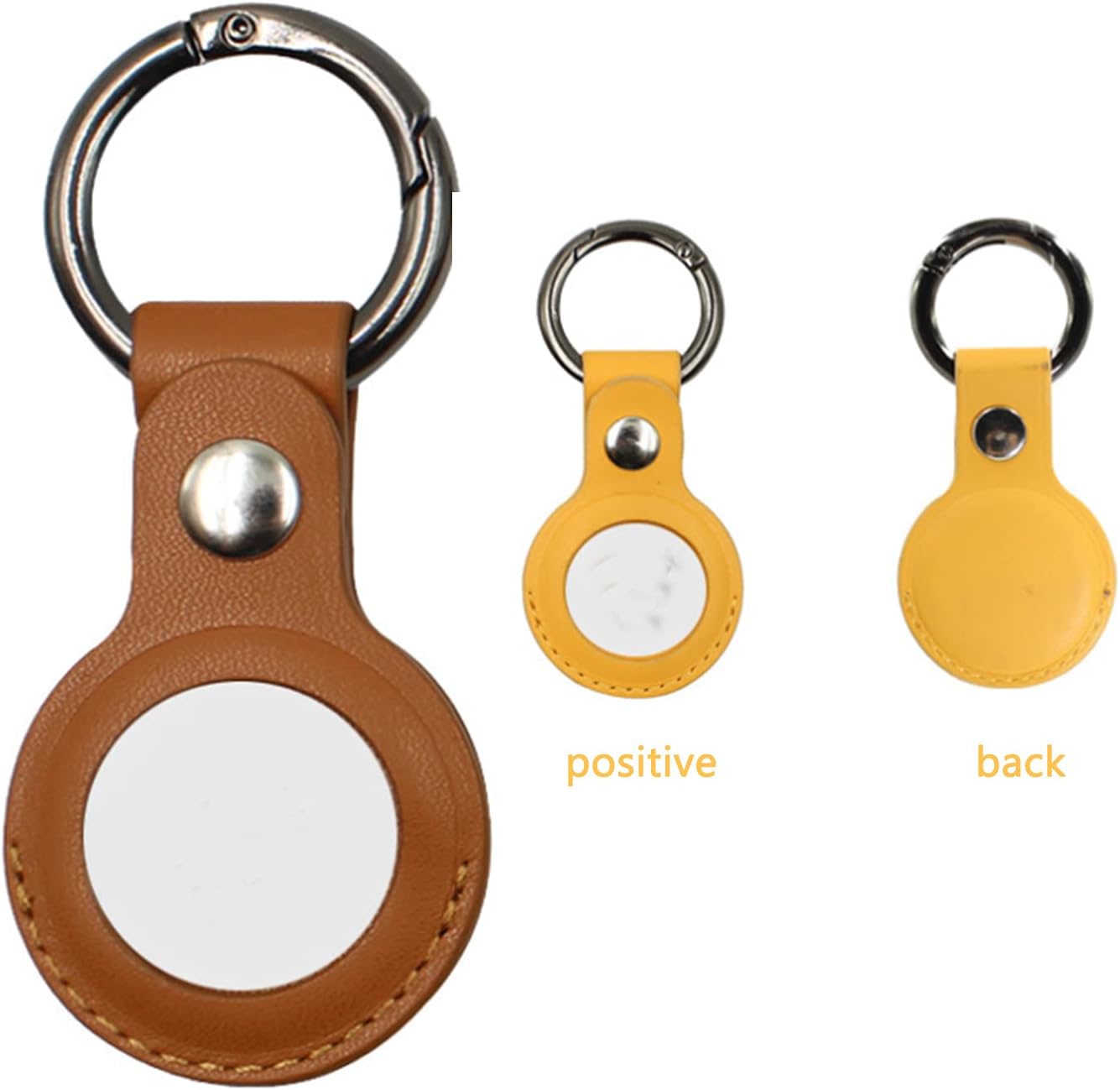 aposu 4pcs leather case for airtagsprotective sleeve cover with keychain tracker holder for airtags tracker accessories skin protecter yellowbrown