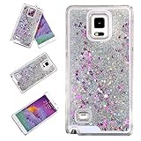 Samsung Galaxy Note 4 Case-Yerwal Creative Design Transparent Flowing Bling Glitter Quicksand Stars Hard Plastic Transparent Case Cover for Samsung Galaxy Note 4(White)