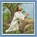 Stamped Cross Stitch Praying Jesus Beside The Tree 11 Count 80cm X 77cm (Stamped Aida)