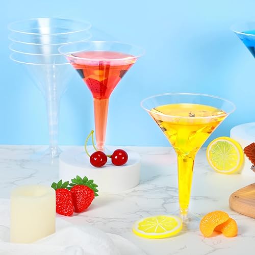 Miniatura 5 de Zopeal 32 vasos de Martini de plástico de 8 onzas, transparentes, desechables, para cóctel, postre, parfait, vasos apilables de plástico para boda,