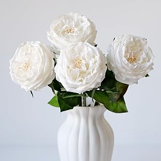 YalzoneMet Artificial White Silk Roses