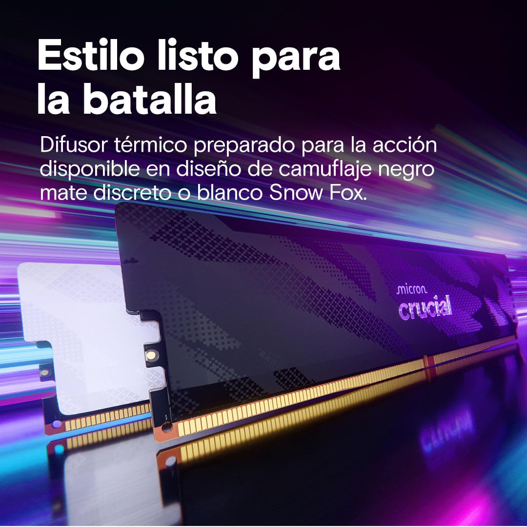 Crucial Pro RAM DDR5 32GB (2x16GB) 6400MHz CL32, Overclocking Gaming, Memoria de Ordenador de Sobremesa, Intel XMP 3.0 / AMD Expo, Negro - CP2K16G64C32U5B