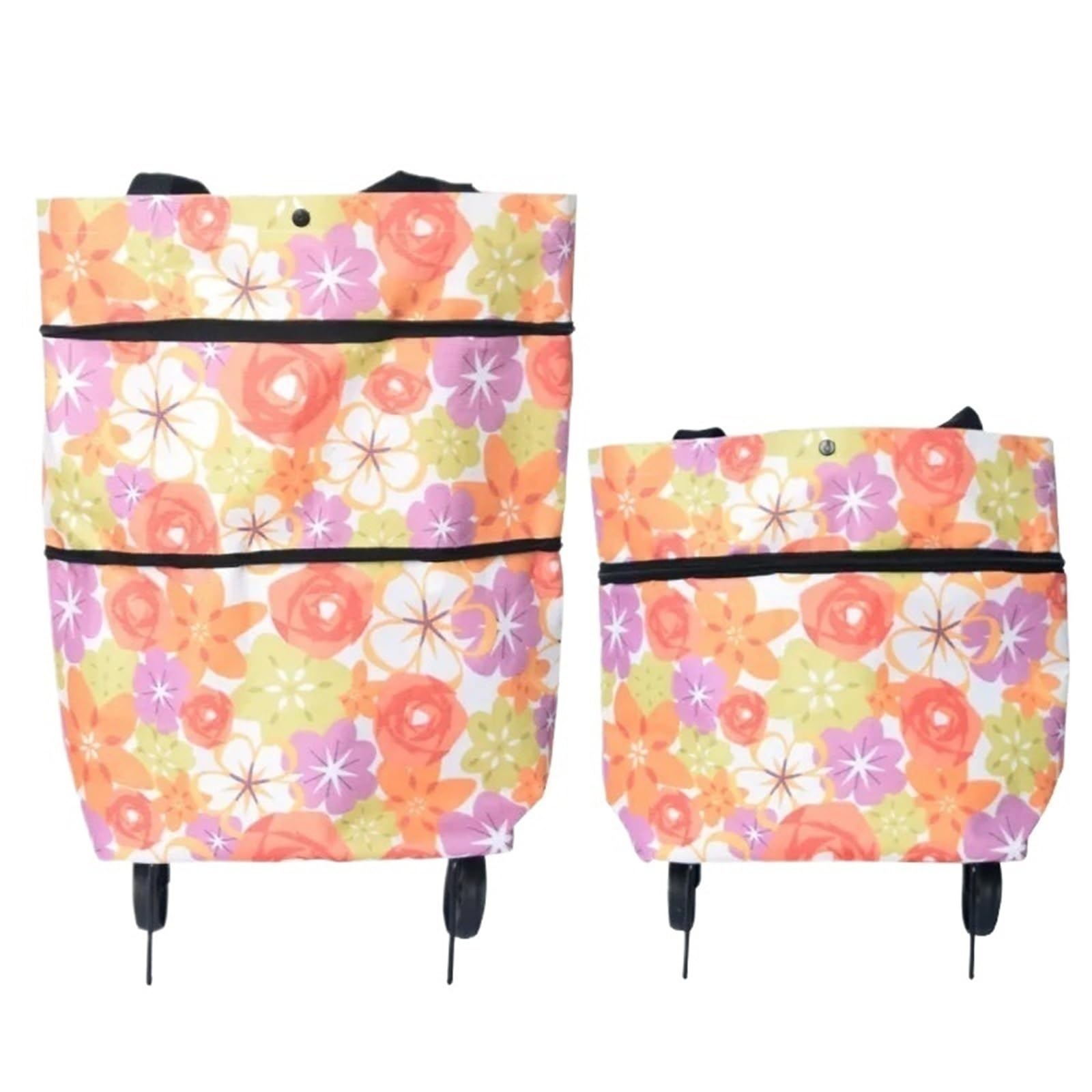 Foldable Shopping Bag with Wheels 1pc Shopper Bag Folding Shopping Cart Wheels Oxford Cloth Trolley Handcart Household Supermarket(Color2)