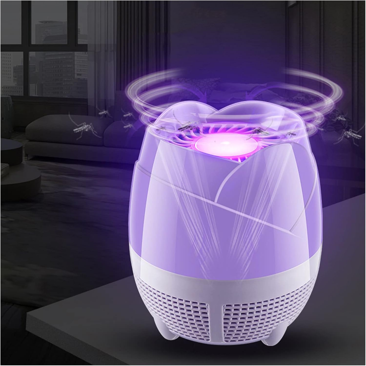 EEUK Lampara LED Mata Mosquitos, Non-Toxic UV Mosquito Killer Lamp Insect Trap, USB Powered Fotocatalizador Lamparas Antimosquitos por Succion(Color:Flor)