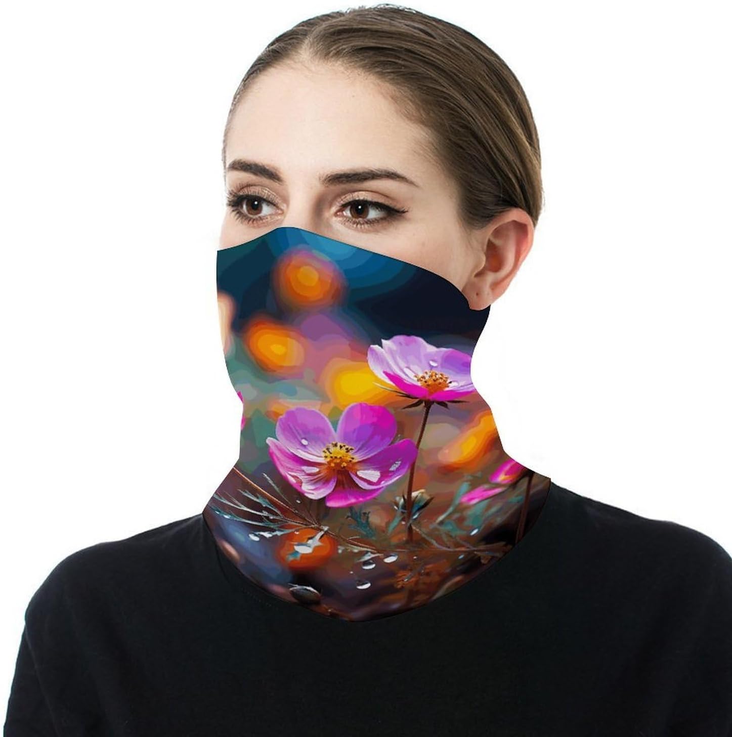 Colorful Small Flower Neck Gaiter Bandana Windproof Breathable Face Mask Cover Face Cover Cold Weather Gator Scarf Winter Neck Warmer Gaiter Half Balaclava Scarf Mask for Men Women
