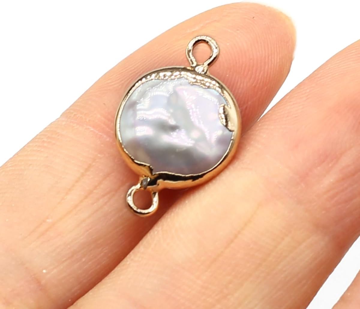 LE SKY 10 Pcs Natural Pearl Connectors Multiple Shapes Cultured Freshwater Pearl Charms for Jewelry Making Gift Decoration - Image 2