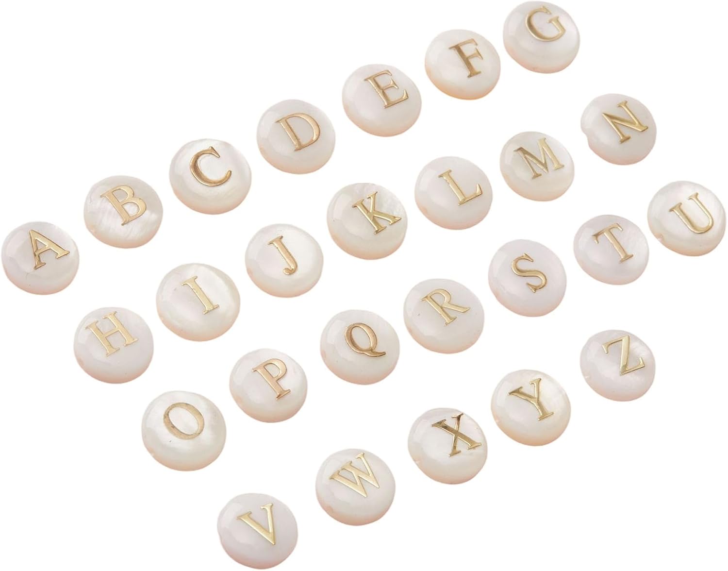 26pcs 8mm Letter Freshwater Shell Beads Alphabet A-Z Beads Flat Round Summer Seashell Loose Spacer Letter Shell Charms Initial Bead Friendship Bracelet Bead for DIY Jewelry Making - Image 6