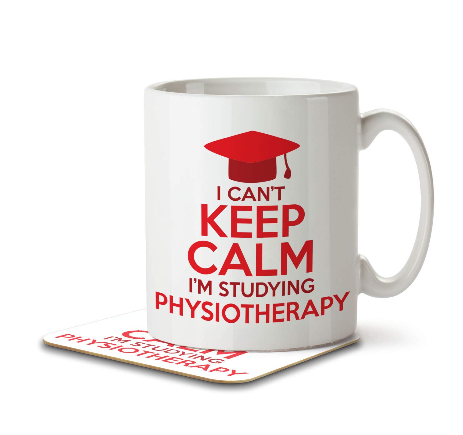 The Inky Penguin White - Can't Keep Calm I'm Studying Physiotherapy - Student Mug And Coaster, Ceramic, 11Fl. Oz.