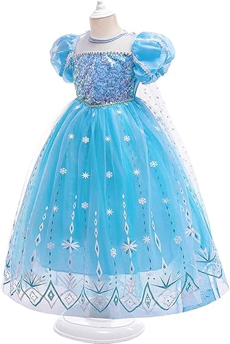 Miniatura 2 de REXREII Vestido de princesa Elsa Frozen para niñas, disfraz de Halloween, Navidad, cumpleaños, concurso, fiesta de noche